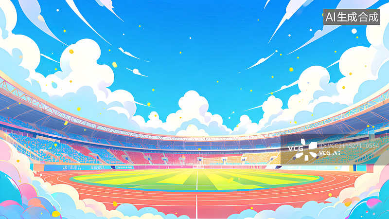 【AI数字艺术】体育场插画图片素材