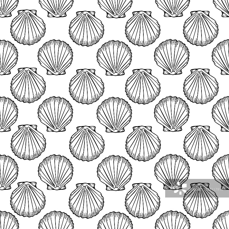 带贝壳线的水下无缝图案图片素材