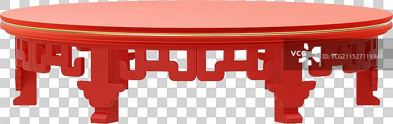 红色圆桌中国家具三维产品展台图片素材