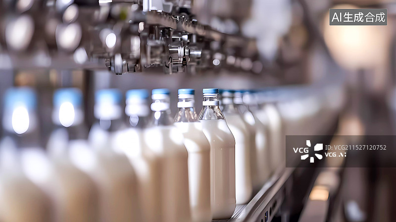 【AI数字艺术】自动化牛奶罐装生产线生产车间图片素材