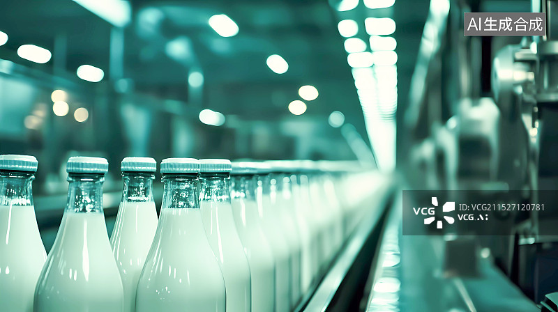 【AI数字艺术】自动化牛奶罐装生产线生产车间图片素材