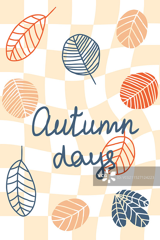 手绘棋盘格秋日海报图片素材