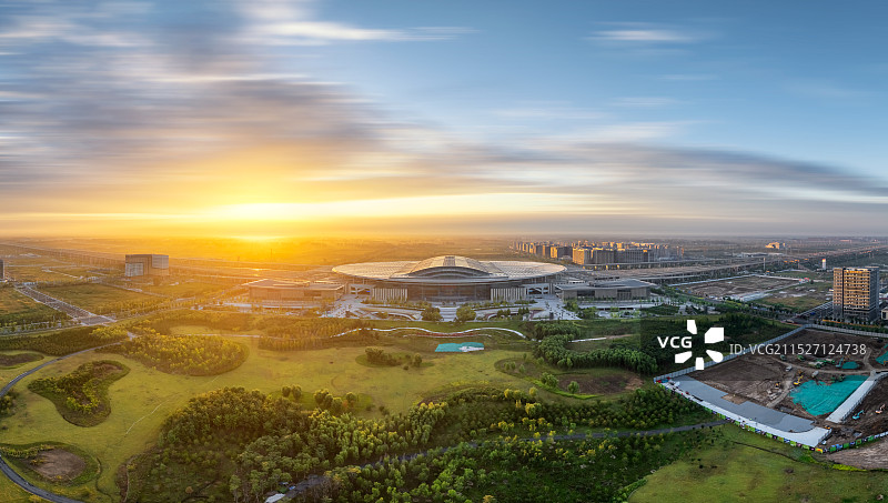 航拍雄安新区，雄安高铁站，京雄城际铁路图片素材