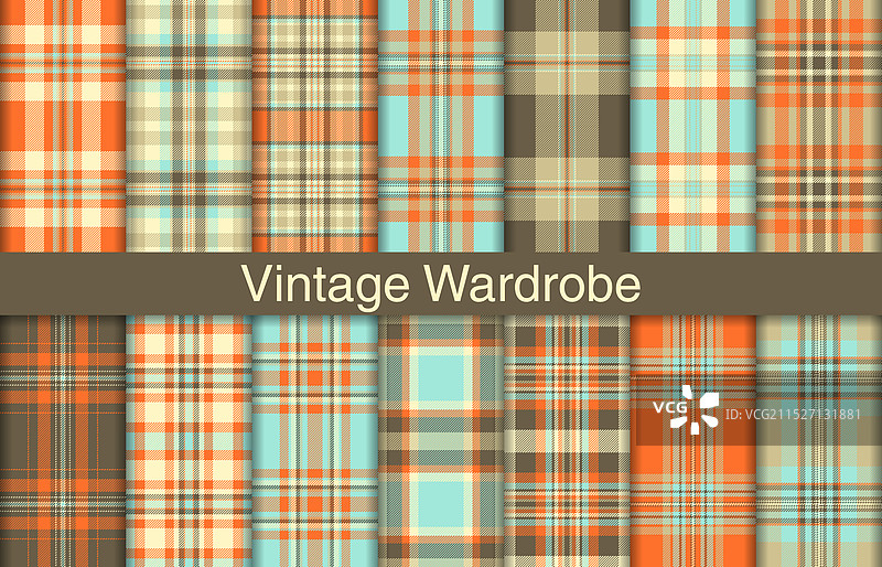 复古格子束纺织品设计图片素材
