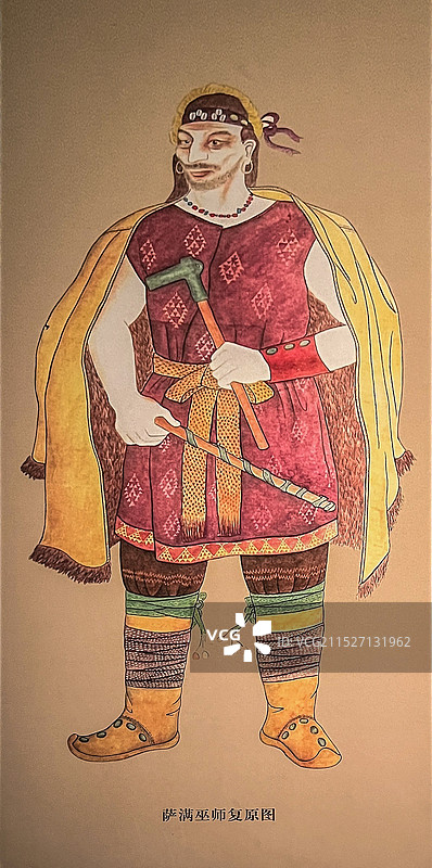 新疆吐鲁番博物馆馆藏文物——吐鲁番萨满巫师干尸复原图图片素材