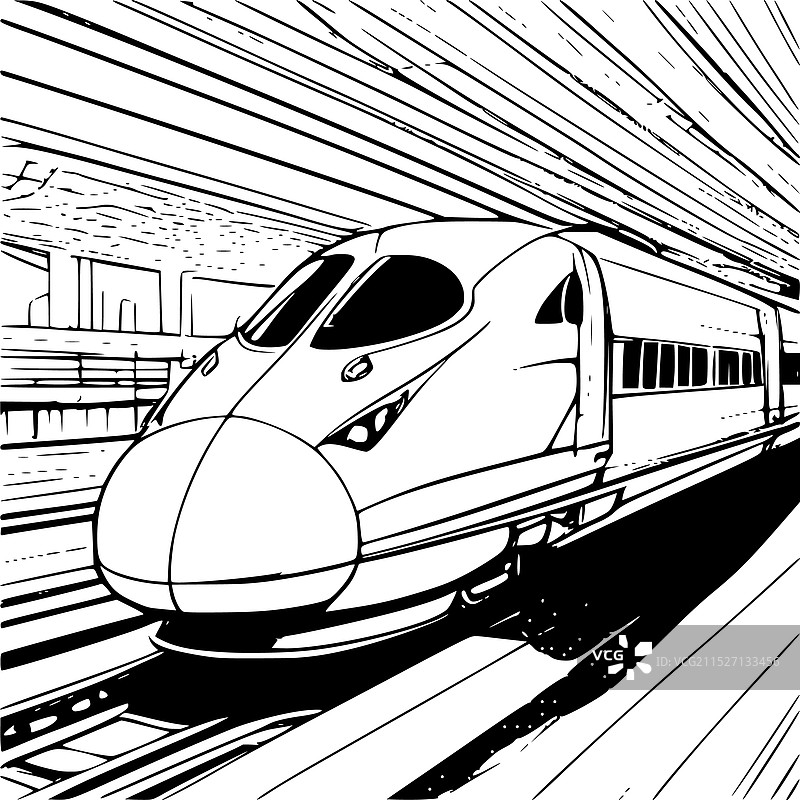 高速行驶的子弹头列车图片素材