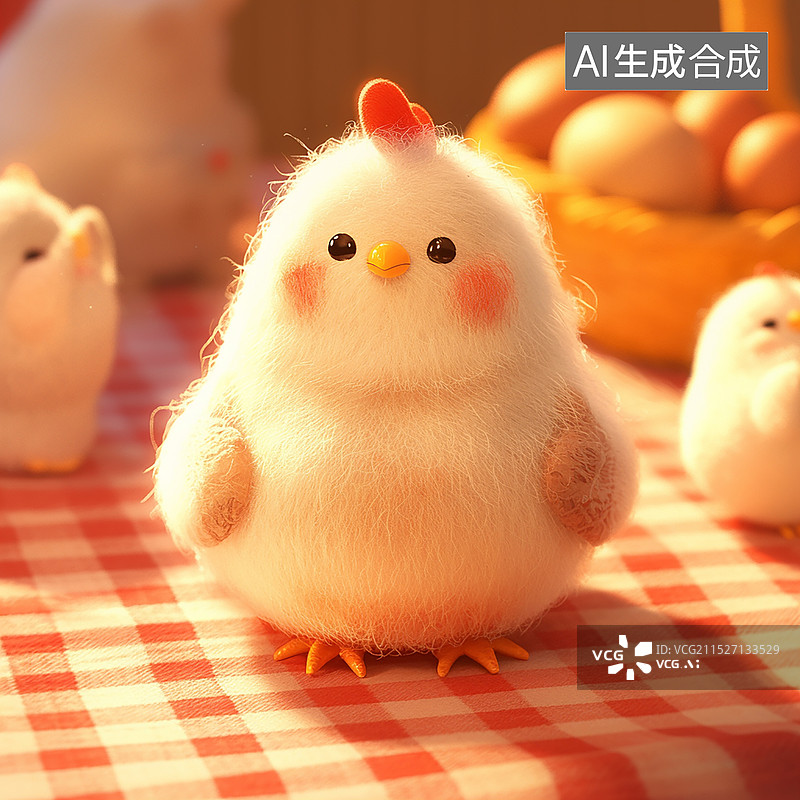 【AI数字艺术】毛茸茸的小鸡仔插画图片素材