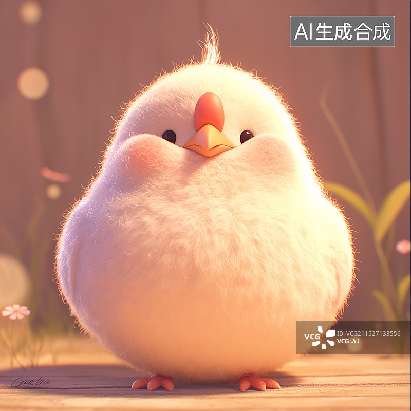 【AI数字艺术】毛茸茸的小鸡仔插画图片素材