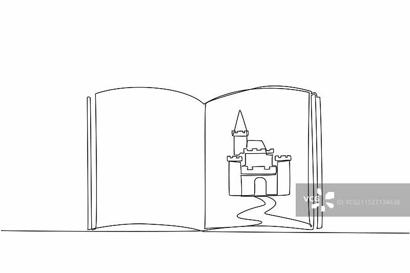 一本书的单线绘画图片素材