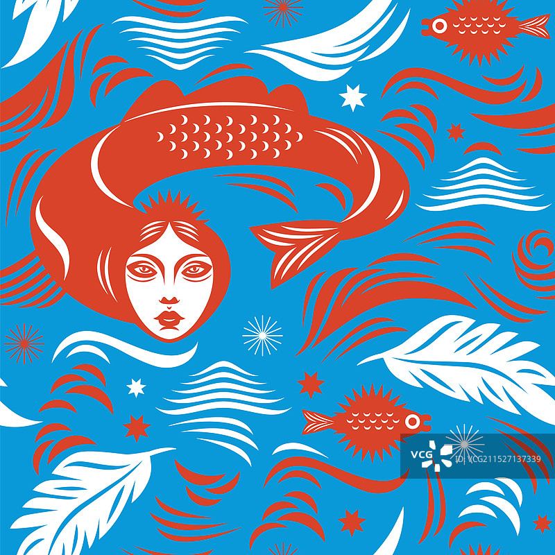 异想天开的鱼无缝图案图片素材