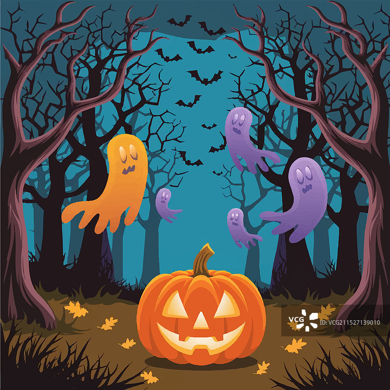 万圣节场景与鬼魂图片素材