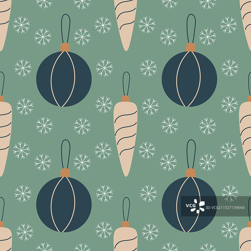 复古无缝圣诞树球图片素材