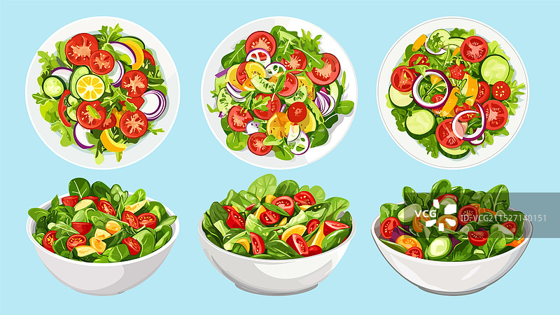 新鲜沙拉蔬菜食品碗有机食材图片素材