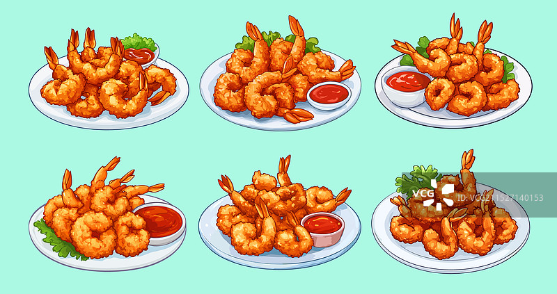 日式炸虾天妇罗海鲜拼盘图片素材