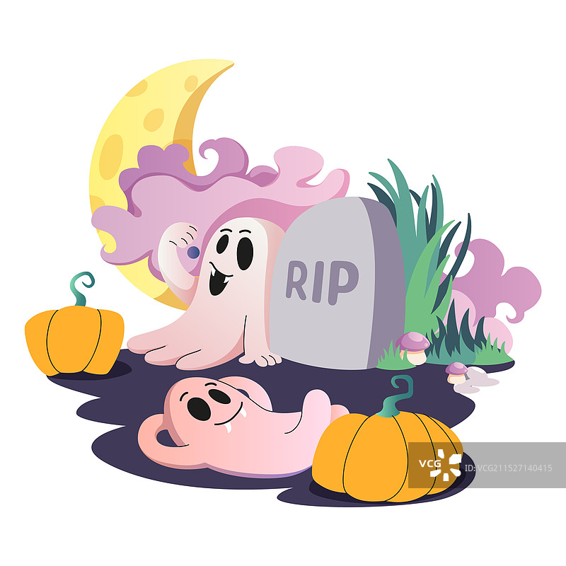 万圣节可爱幽灵浪漫野餐图片素材