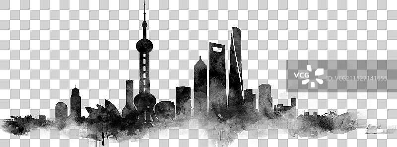 上海水墨地标建筑图片素材