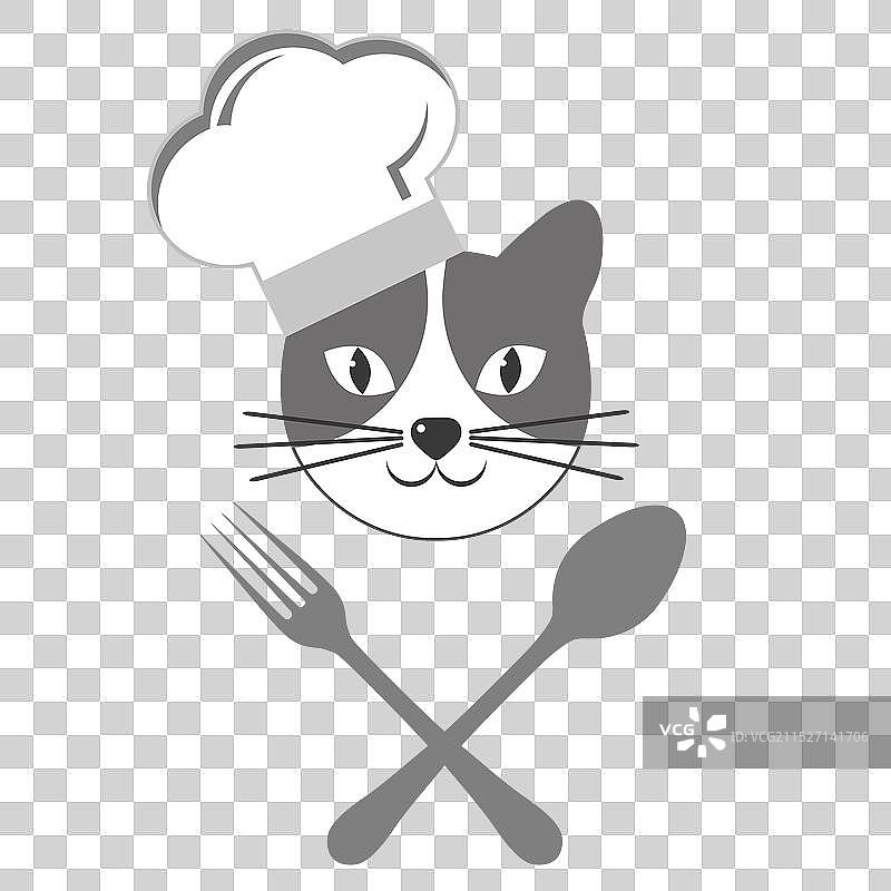 猫咪厨师和餐具图片素材