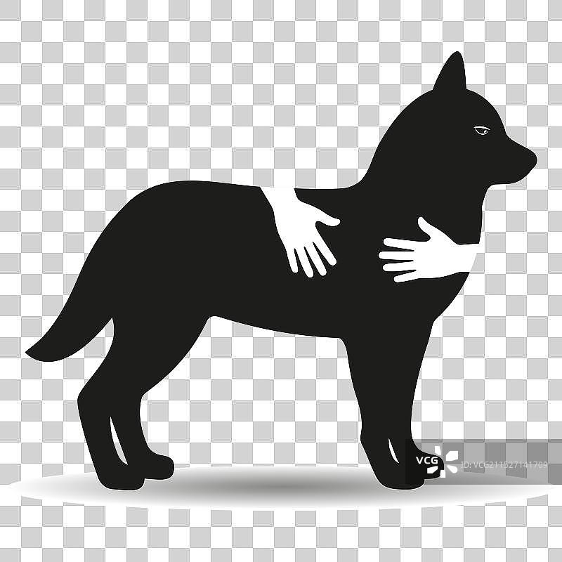 被拥抱的黑狗图片素材