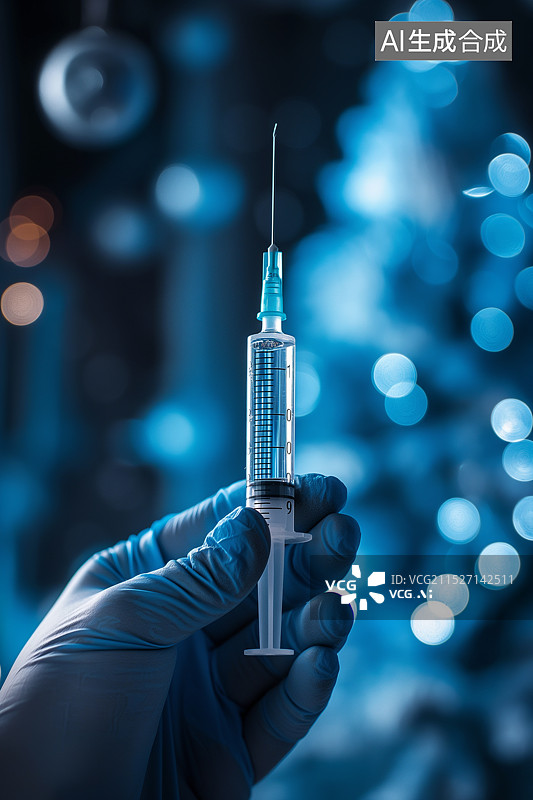 【AI数字艺术】一个医护人员手里拿着注射器图片素材