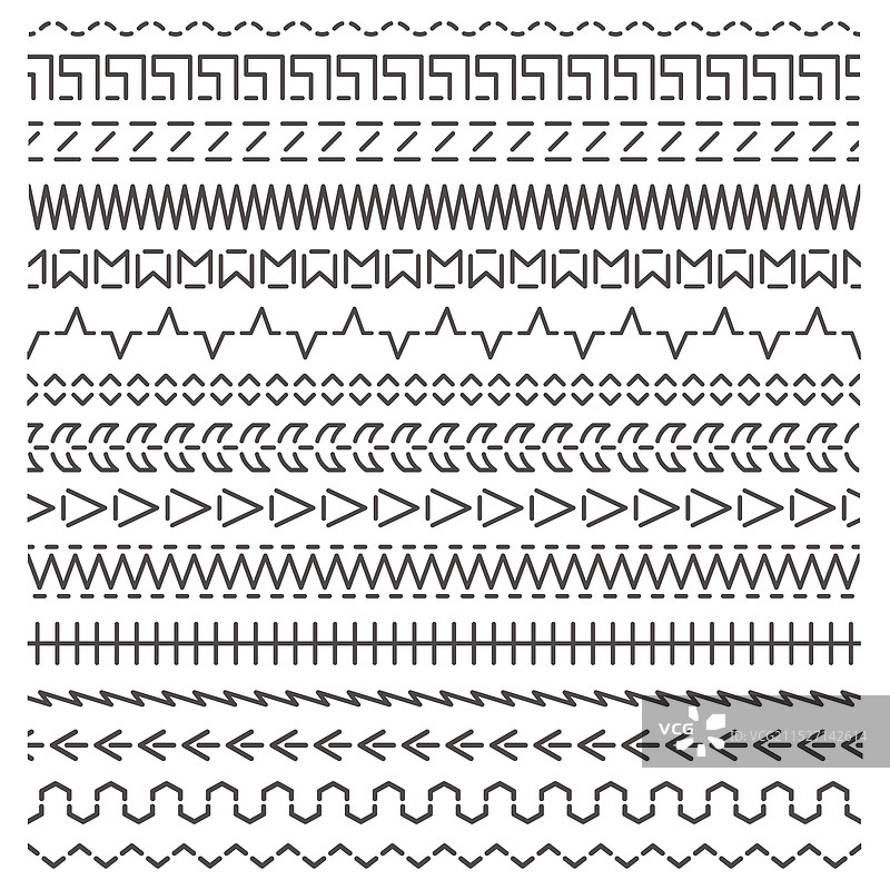 横向无缝针脚刺绣边框图片素材