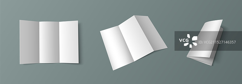 白色空白三折页宣传单样机图片素材