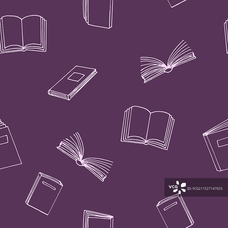 手绘涂鸦风格书籍无缝图案图片素材