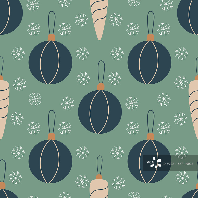 复古无缝圣诞树球图片素材