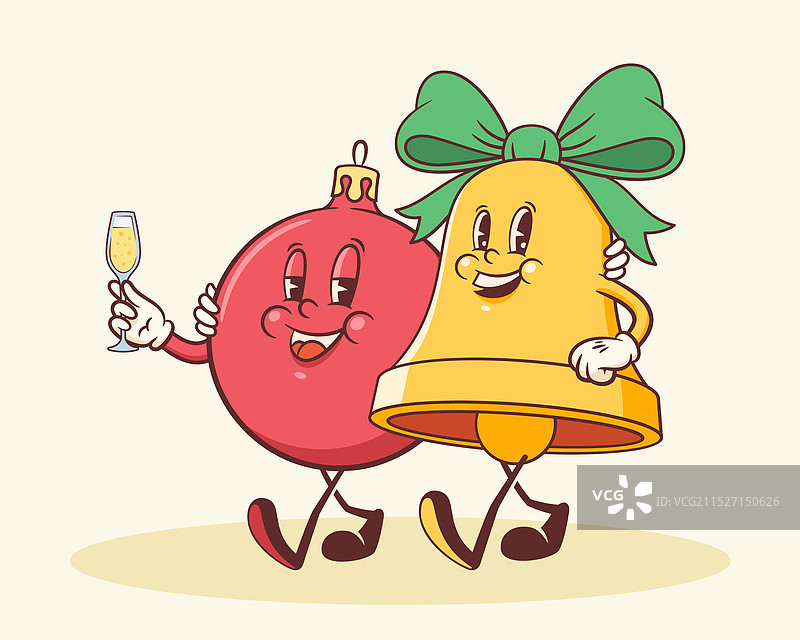 圣诞铃铛装饰复古图案图片素材