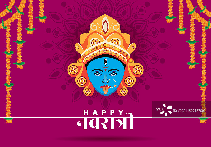 与卡利女神的Navratri海报图片素材