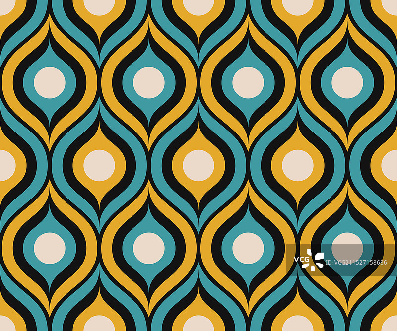 复古风世纪中期鸭 সবুজ色黄色卵形图案图片素材