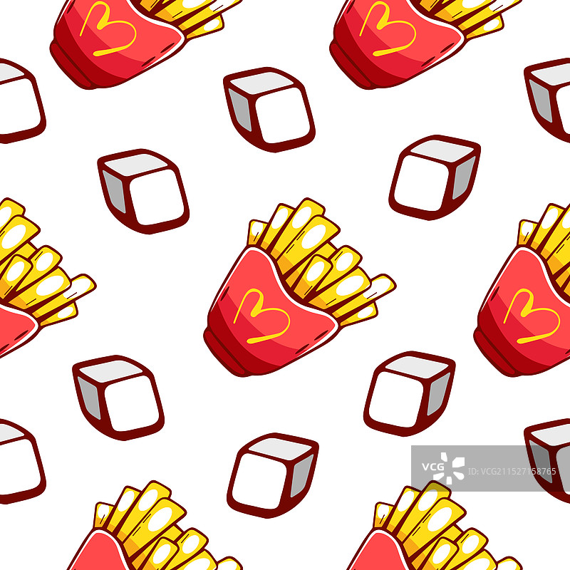 卡通风格炸薯条图案图片素材