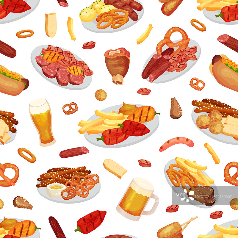 慕尼黑啤酒节美食无缝图案设计图片素材