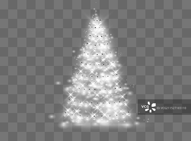 金色透明背景上的圣诞树图片素材