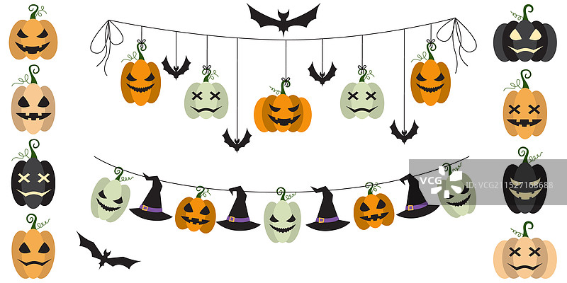 万圣节派对装饰蝙蝠拉花套装图片素材