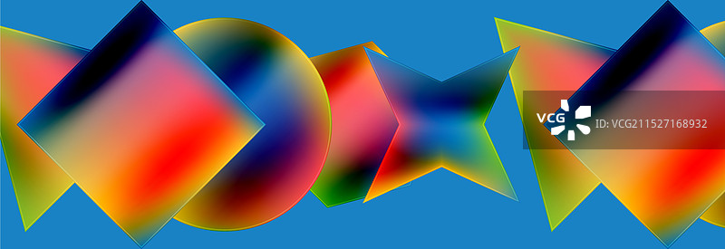 霓虹色几何形状：正方形、三角形、圆形图片素材