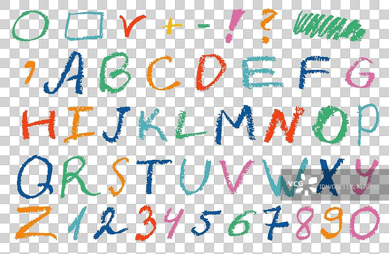 彩色油画棒纹理字母数字图片素材