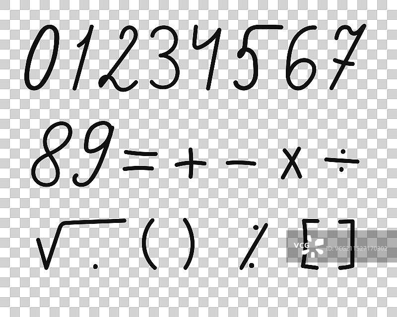 手绘数字和数学符号图片素材