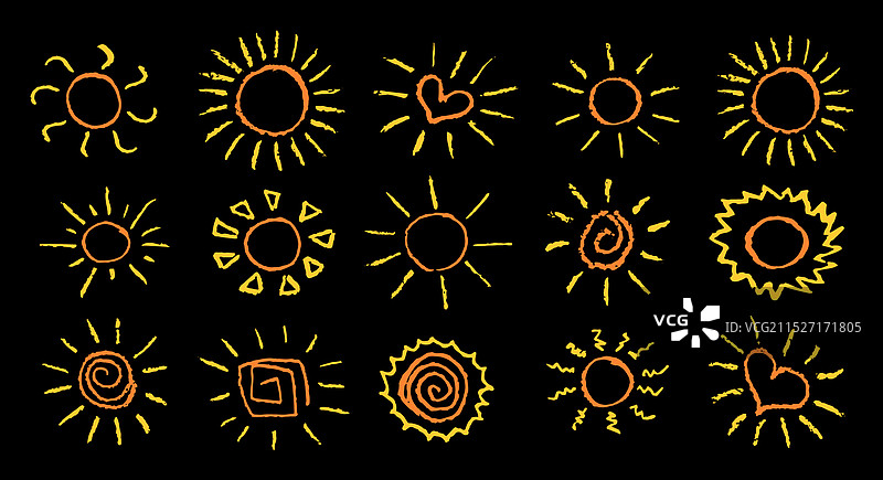 儿童趣味绘画黄色太阳合集图片素材