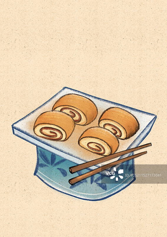 驴打滚春分节气美食插画图片素材