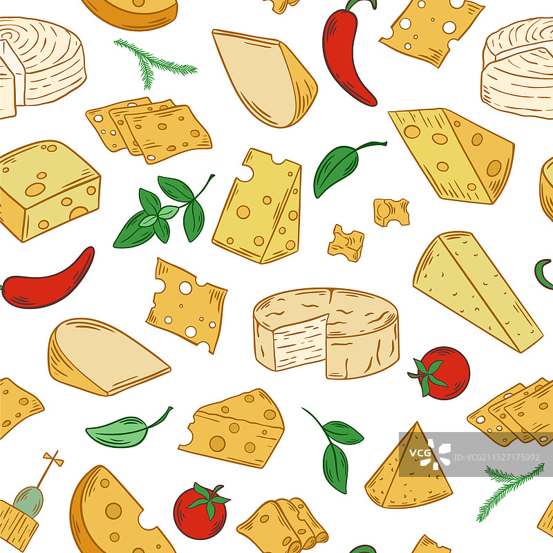 不同类型的奶酪无缝图案图片素材