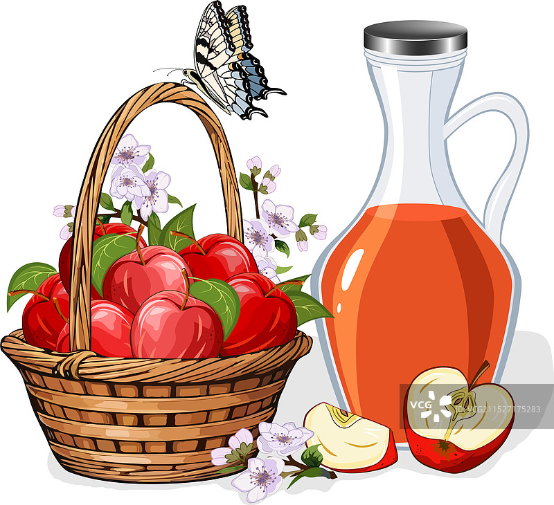 苹果和果汁篮子图片素材