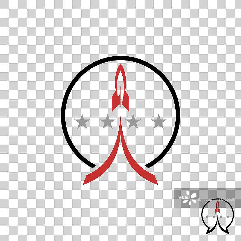 快速上升的宇航员火箭烟雾圆圈标志图片素材