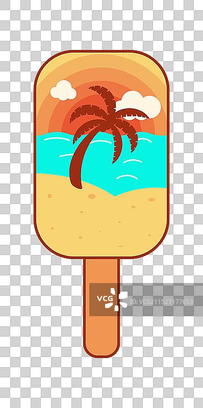 冰淇淋中的海滩和棕榈树图片素材