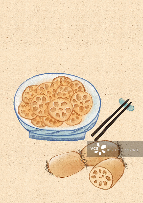 藕片小暑节气国风插画图片素材