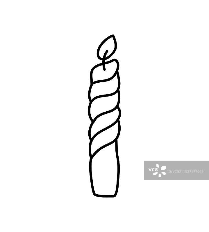 手绘线条蜡烛彩色美学图片素材