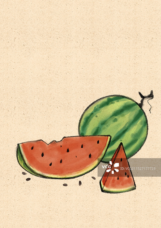 西瓜大暑节气国风插画图片素材