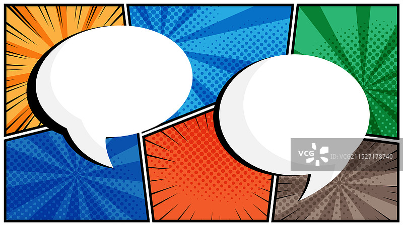 白色云朵中的横向漫画对话气泡图片素材