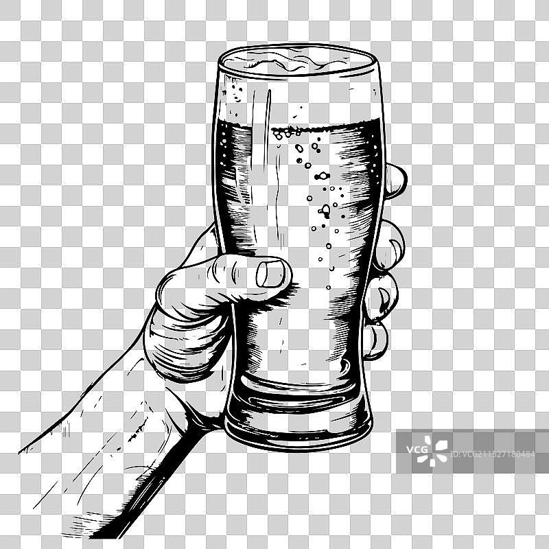 男人手持泡沫啤酒杯图片素材