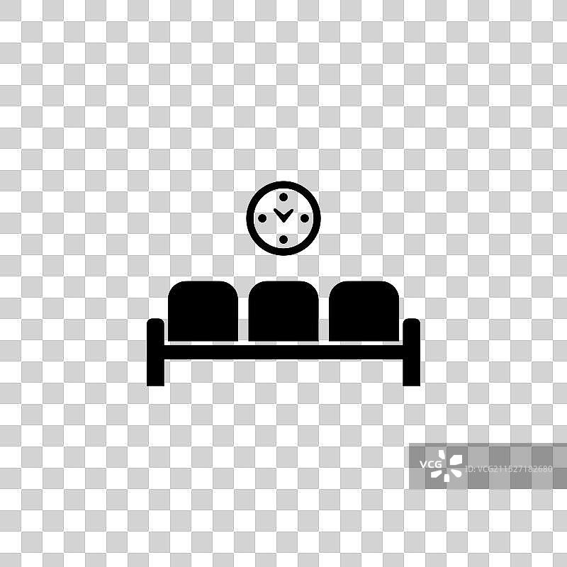 候诊室图标 - 长椅和时钟标志图片素材