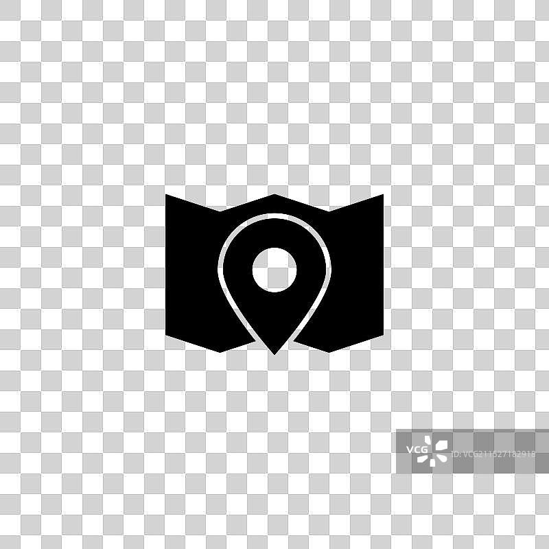 黑色地图图标带定位图钉图片素材